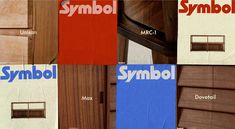 several different types of doors and windows with the same logo on one side, in multiple colors