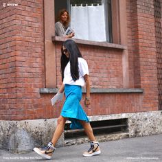 Milan Fashion Week Street Style (Photo: Craig Arend for The New York Times) Skirts With Sneakers, Spring 2015 Fashion, Milan Fashion Week Street Style, Style Photo, Milan Fashion Weeks, Fashion Week Street Style, 2015 Fashion, Spring Summer 2015