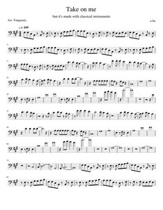 sheet music with the words take on me