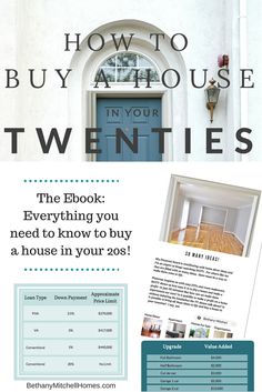 an advertisement for a house with the text how to buy a house in your twenties