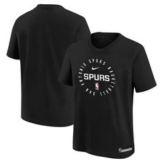 Gear up your young San Antonio Spurs fan with this Nike Practice Legend T-shirt. This tee features Dri-FIT technology that wicks away moisture, keeping your young fan cool and comfortable. Plus, the bold team graphic printed at the center chest lets them show off their San Antonio Spurs pride in style. Nike Black T-shirt For Sports Season, Nike T-shirt With Team Logo For Fan Merchandise, Black T-shirt With Team Logo For Fans, Nike T-shirt With Logo Print For Fans, Nike T-shirt For Fan Gear With Logo Print, Nike T-shirt With Logo Print For Fan Gear, Black Team Spirit T-shirt With Letter Print, Nike Fan Apparel T-shirt With Logo Print, Nike Black T-shirt With Team Logo