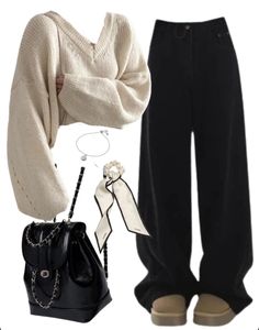 Cute Dark Aesthetic Outfits, Clothes For Women Baggy, Baggy Sweaters Outfits, Wearing Boyfriends Clothes, Boyfriend Style Outfits, Oversize Outfit Ideas, Cute Outfit Ideas Winter, Ootd Black Jeans, Outfit Inspo With Jeans