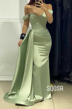 Elevate your formal occasion with our Satin Trumpet Off-Shoulder Empire With Train Prom Dress QP3468. The elegant trumpet silhouette and off-shoulder design are accentuated by the luxurious satin fabric, while the empire waistline and train add a touch of sophistication. Perfect for making a statement at any prom or formal event. Mermaid Evening Gown, Mermaid Prom Dress, Affordable Prom Dresses, Mermaid Prom Dresses, Evening Dresses Long, Mode Inspiration, Evening Dresses Prom, Ball Dresses, Dream Dress