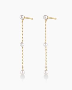 14k Gold | gorjana jewelry | Newport Pearl Earrings Hoco Jewelry, Earrings Stacking, Pearl Birthstone, Yellow Opal, Gold Pearl Earrings, Pearl Earring, 14k Gold Necklace, Mix Style, Gold Necklaces