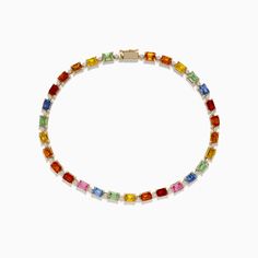 Effy Watercolors 14K Yellow Multi Sapphire and Diamond Tennid Bracelet Dress Reference, Bracelet Emerald, Bracelet Tennis, Rainbow Sapphires, Birthday Bracelet, Cz Bracelet, Rainbow Gemstones, Multi Sapphire, Rainbow Jewelry