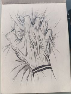 a pencil drawing of a hand holding something