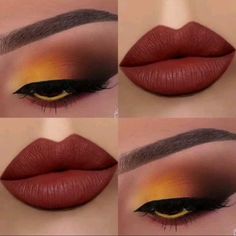 Yellow Eye Makeup, Eye Makeup Images, Yellow Eyeshadow, Cute Eye Makeup, Makeup For Black Skin, Fall Makeup Looks