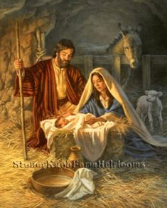 the nativity scene is depicted in this painting