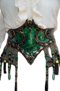 Green Porcelain Corset, Green Goth Clothes, Elegant Green Overbust Corset, Green Overbust Corset For Costume Party, Elegant Festival Corset, Waist Corset Outfit, Emerald Fashion, Green Corset, Corset Outfit