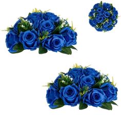 two bouquets of blue roses on a white background