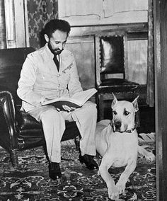 a man sitting in a chair next to a dog and reading a book on the floor