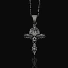 "Silver Gothic Skull Cross Necklace, Wooden Texture Design, Unique Dark Aesthetic Jewelry Dive deep into the world of dark aesthetics with our Gothic Skull Cross necklace. Crafted with a unique wooden texture, this silver gothic piece epitomizes dark fashion. Whether you're into Gothic jewelry or just looking to add a touch of edginess, this necklace--with its wood-like cross and detailed skull pendant--is the perfect accessory for any dark ensemble. ✦ Jewelry Details ✦ * Material: 925 Sterling Dark Aesthetics, Jewelry Details, Wooden Texture, Aesthetic Jewelry, Gothic Skull, Skull Pendant, Gothic Jewelry, Dark Fashion, Texture Design