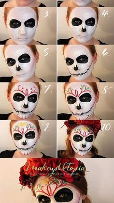 Halloween Make-up Looks, Disney Coco, Day Of Dead, Halloween Makeup Pretty, Hair Romance, Sugar Skull Makeup, Karakter Disney