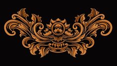 an ornate design on a black background