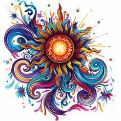 Rising Sun Tattoo Art Kit Colorful Sun Tattoos For Women, Intricate Sun Tattoo, Sunshine Mandala Tattoo, Mystical Sun Tattoo, Rising Sun Tattoos, Rising Sun Mandala, Yin Yang Art, Tattoo Master, Sun Tattoo