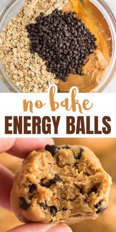 the best energy balls recipe is made with oats, peanut butter and chocolate chips