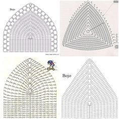 three different types of crochet patterns