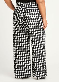 Houndstooth Hi Rise Wide Leg Pant Wide Leg Knit Pants, Plus Size Trendy, White Chic, Plus Size Pants, Ashley Stewart, Wide Leg Pant, Knit Pants, Personal Marketing, Edgy Fashion