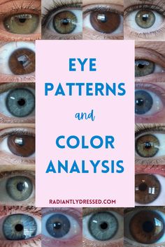 Base Color Dress, Color Seasons Eyes, Cool Winter Eyes, Iris Patterns Eye, Seasonal Eye Patterns, Soft Summer Hazel Eyes, Winter Eye Pattern Color Analysis, Color Season Eye Pattern, Blue Eye Color Chart