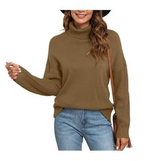 The UVPLOVE women's 2023 autumn casual turtleneck batwing-sleeved chunky oversized ribbed knit tunic sweater in pullover style is set to become a key item in your wardrobe. In line with its namesake, this sweater is an excellent The fabric is soft, lightweight and cosy  we invite you to experience it for yourself. This long-sleeved batwing sweater with turtleneck is simple and casual, crafted from a soft and cosy knitted material that is chunky enough to keep you warm in the autumn and winter mo Sweater With Turtleneck, Tunic Sweaters, Soft Knit Cardigan, Casual Turtleneck, Batwing Sweater, Plus Size Cardigans, Autumn Casual, Womens Turtleneck, 2023 Autumn