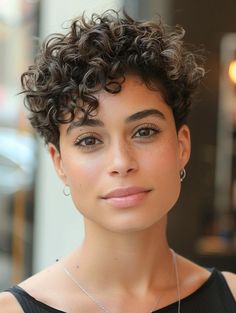 Short Curly Haircuts For Mixed Women, Pixie Curly Hairstyles, Pixie Haircut For Curly Hair, Very Short Curly Haircuts, Curly Hair Pixie Cut Round Faces, Short 2c Curly Hair Round Face, Very Short Curly Hairstyles, Short Curly Pixie Hairstyles, Super Short Curly Hairstyles