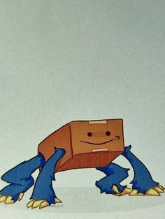 an image of a box on the ground with arms and legs extended to it's sides