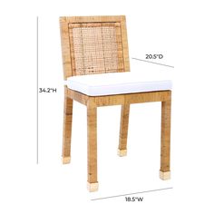 an image of a chair with measurements for the seat and backrests on it