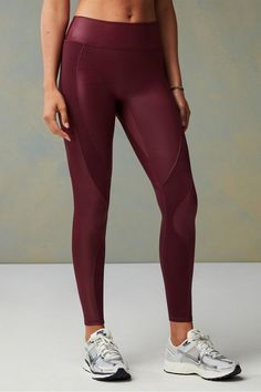 Motion365+ Contour High-Waisted Legging Fabletics Merlot Shine female Activewear >> Womens >> Bottoms >> Leggings >> Full Length Motion365+ regular Training 4-Way Stretch/Hidden Pockets/Moisture-Wicking/UPF Protection Female Activewear, Training Day, Best Of Both Worlds, Boot Camp, Compression Leggings, Merlot, Workout Wear, High Waisted Leggings, Active Wear For Women