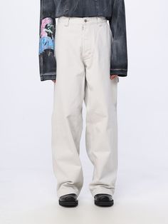 Jeans MAISON MARGIELA Men color White Bandana Jeans, Margiela Jeans, Maison Margiela Men, Painted Jeans, Linen Blend Pants, Slim Denim, Loose Jeans, Twill Pants, Italian Fashion Designers