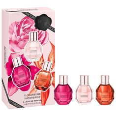 Set Description: This is a mini perfume set of three Flowerbomb deluxe mini perfumes, featuring the iconic scents of Flowerbomb Eau de Parfum, Flowerbomb Ruby Orchid Eau de Parfum, and the new Flowerbomb Tiger Lily Eau de Parfum.About the Bottle: The instantly recognizable grenade fragrance bottle displays the hue of the floral women's perfume within, contrasting the harsh shape with a distinctly feminine scent.About the Fragrance: This luxe feminine perfume is a veritable summer garden party in a bottle. Exploding with floral scents of rosebud and jasmine, accented by a warm patchouli and vanilla cologne base, this perfume for women exudes classic femininity through warm floral fragrances.This Set Contains:- 3 x 0.23 o Vanilla Cologne, Flowerbomb Ruby Orchid, Mini Perfume Set, Flowerbomb Perfume, Mini Perfumes, Feminine Perfume, Travel Perfume, Mini Perfume, Perfume Body Spray