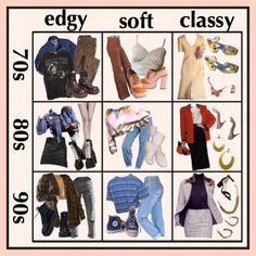 90s Outfits To Recreate, Outfits From Different Decades, Different 80s Styles, Stylish Outfits 80s, 80s 90s Inspired Outfits, 90s Outfit School, 90s Female Fashion Outfits, 80s Fashion Inspiration Outfit Ideas