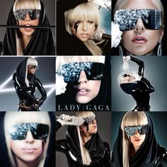 lady gaga collage with sunglasses and hair