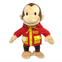 Kids Preferred Learn To Dress Curious George Plush Man In The Yellow Hat, Curious George Plush, Yellow Hat, Curious George, Stripe Outfits, Drawing Supplies, Little Monkeys, Play Doh, Early Learning