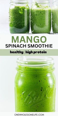 Mango spinach smoothie Spinach Smoothie Recipes, Pineapple Smoothie Recipes, Mango Pineapple Smoothie, Protein Smoothies, Easy Healthy Smoothies, Mango Pineapple, Creamy Smoothies, Vegan Protein Powder, Spinach Smoothie