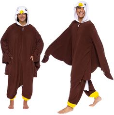 PRICES MAY VARY. SPREAD YOUR WINGS - Fly high and soar the sky with this adorable Eagle costume from FUNZIEZ! Featuring a hood with eyes, teeth, and nose for full effect. Matching beak and cuffs help complete your ultimate cosplay look! Match with a pair of animal slippers (not included) for your next pajama party. COZY - A special blend of comfort and fun, these plush materials are soft to the touch and will keep you warm during those cold winter months. Zip-up closure allows you to quickly get Eagle Costume, Costume Jumpsuit, Onesie Costumes, Fun Facts About Animals, Animal Onesie, Suit Costume, Union Suit, Animal Slippers, Costume For Halloween