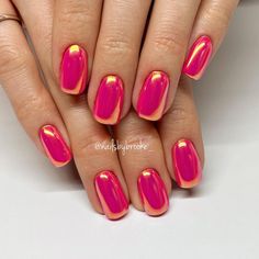 Watermelon Chrome Nails, Genre Nails, Pink Orange Ombre Nails, Orange Ombre Nails, Pink Chrome Nails, Pink Chrome, Orange Ombre, Vacation Nails, Orange Nails