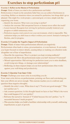 Break free from the chains of perfectionism with these practical exercises. In this first part, we'll explore simple yet effective techniques to help you embrace imperfections, reduce anxiety, and live a more balanced life. Start your journey towards self-compassion and productivity today Self Compassion Exercises, Stop Perfectionism, Embrace Imperfections, Work Project, Balanced Life, Perfectionism, Personal Goals, Self Compassion, Break Free