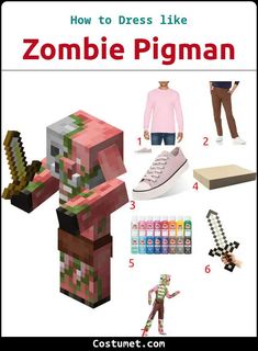 the instructions for how to dress like zombie pigman in minecraft video game costumes