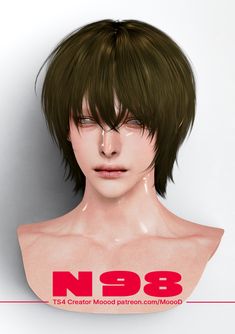 an image of a woman's head with short hair and no shirt on it