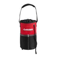 a red and black cooler bag with the word husky on it's front side