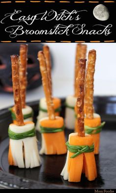 halloween food and drink ideas easy witch's brooms, broom sticks, and broom toothpicks