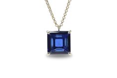 "A gold necklace crafted with a striking Sapphire stone held in prongs. This square pendant Sapphire necklace combines modern and vintage style that is a must-have in your jewelry collection. A delightful present for yourself or a gift for mom, sister, or wife. ♥ Gemstone Type - Sapphire (Lab Created) ♥ Gemstone Size - 16x16mm ♥ Gemstone Cut - Square - More options available in the drop down menu ♥ Metal Type (Main Photo) - 14k Gold Filled - More options available in the drop down menu ♥ Length Formal Gemstone Necklace With Rectangular Pendant, Formal Necklace With Rectangular Gemstone Pendant, Elegant Faceted Sapphire Necklaces, Elegant Sapphire Faceted Necklace, Elegant Faceted Sapphire Necklace, Sapphire Pendant Necklace With Prong Setting, Formal Sapphire Necklace With Rectangular Shape, Elegant Square Pendant Necklace With Faceted Detail, Modern Sapphire Necklace For Formal Occasions