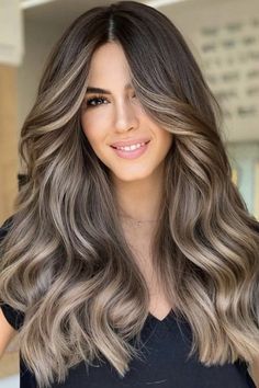 Discover brunette hair color trends for dark hair , brown hair with highlights , sun kissed brown hair color , brunette ombre and more! Braided Crown, Blond Balayage, Spring Hair Color, Ash Blonde Hair, Brown Balayage, Winter Hair Color, Hair Color Highlights, Ombre Hair Color, Spring Hairstyles