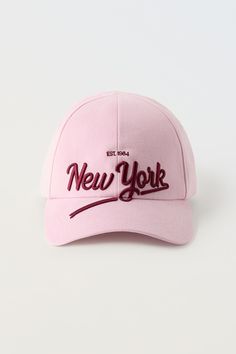 EMBROIDERED VARSITY CAP - Pale pink | ZARA United States College Snapback Hat With Embroidered Logo And Curved Bill, College Baseball Season Cap With Visor, College Baseball Season Visor Cap, College Baseball Cap For Baseball Season, College Trucker Hat With Embroidered Logo, College Trucker Cap With Embroidered Logo, Sporty Baseball Cap For College, Sporty College Baseball Cap, Embroidered Logo Baseball Cap With Curved Visor