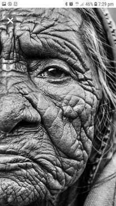 an old woman with wrinkles on her face