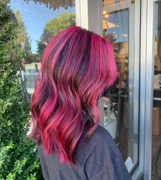 hair strand life cycle Hot Pink Strands In Brown Hair, Pink Hair Over Brown, Pink Hair With Brown Highlights, Pink Hair Dye Ideas For Black Hair, Bright Pink Highlights In Brown Hair, Brown And Hot Pink Hair, Black And Pink Short Hair, Hot Pink Underneath Hair, Black Pink Hair Color