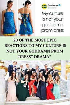 a group of people standing on top of a white staircase next to each other with the caption saying, 20 of the most epic reactions to my culture is not your god damn from dress drama