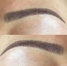 Powdered Eyebrows Permanent, Nano Eyebrows, Eyebrow Reference, Eyebrows Ideas, Round Eyebrows, Nano Brows, Ombre Eyebrows