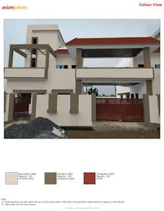 the front and side of a house with brown trimmings, beige walls and windows