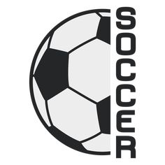 a soccer ball with the word soccer on it in black and white, against a white background